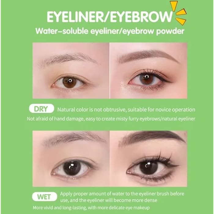 Gel Eyeliner Eyebrow Powder BROWN and Brown POWDER Waterproof Smudgeproof Long Lasting Makeup Eyeliner Gel with Brush Mirror - Image 3